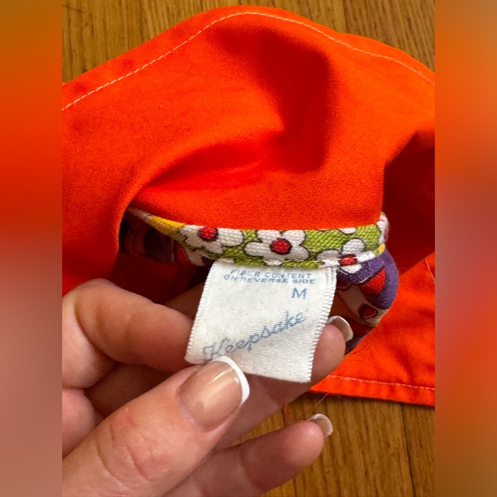 70s Vintage Bright Orange Front Zip House Dress - Picture 4 of 9